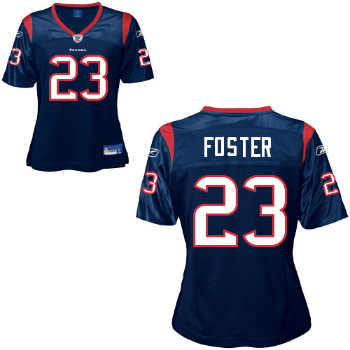 Texans #23 Arian Foster Blue Women's Team Color Stitched NFL Jersey - Click Image to Close